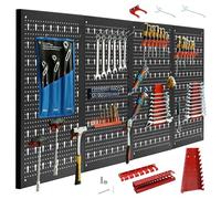 CCLIFE Panneau Porte Outils Mural de 4 Panneaux avec 37 supports panneaux perforés rangement 160x60x2cm avec 14pcs Matériel de Montage