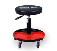 CCLIFE Tabouret d'Atelier à roulettes, 150 kg, Hauteur Réglable 38-50 cm, et 2 Inserts en Plastique Amovibles, Siège de Travail avec Roues pour Mécanicien