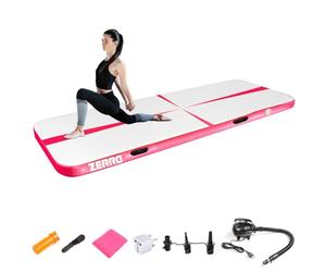 CCLIFE Tapis de Gymnastique Gonflable 300cm Avec Pompe à Air électrique Gonflage Rapideair Gymnastique Tapis Adapté Pour le fitness le yoga l'entraînement 10cm Rose