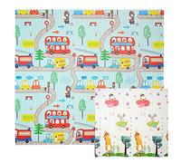 CCLIFE Tapis de Jeux Bebe Pliable Reversible Tapis éveil Bébé 196x176x1cm Impermeable Tapis Enfant Ramper,Color:Route de voiture + souris volante
