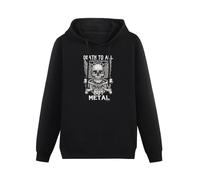 CcLIVE Death to All But Metal Heavy Metal Music Skull Men's Black Hooded Unisex Sweatshirt XXL
