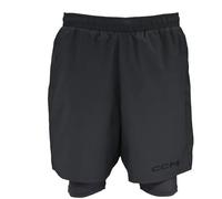 CCM Pantalon d'entraînement 2 en 1 pour homme, Noir, taille : L, Einheitsgröße Kurz