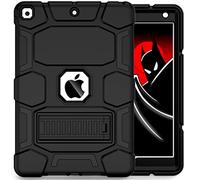 CCMAO Étui pour iPad 9e génération, iPad 8e/7e génération, iPad 10.2 2021/2020/2019 avec béquille - Coque de Protection Rigide Hybride à Trois Couches - Noir
