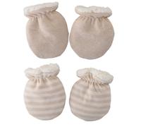 Ccomage 2 Paires Moufle Bebe Naissance en Coton Mitaines Chaudes d'Hiver pour Nouveau-Né Bébé Mitaines Doublées en Laine Mitaines Anti-Agrippantes pour Bébés Garçons et Filles de 0 à 12 Mois