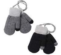 Ccomage Lot de 2 paires de gants d'hiver en polaire pour enfant de 0 à 3 ans - En tricot épais - Moufles en laine - Moufles en peluche - Pour bébé garçon et fille, Noir + gris., taille unique