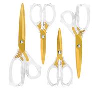 CCR Ciseaux Plaqués Titane,Ciseaux Avec Poignées En ABS Transparent Et Lames Tranchantes,Ciseaux à Multi-usages Convient aux tailleurs,aux Ménages,aux Bureaux et aux écoles,Lot de 4.