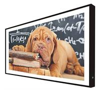 CCRETROILUMINADOS Cadre avec cadre en bois laqué noir éclairé avec lumière LED Chien lecteur