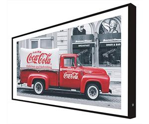 CCRETROILUMINADOS Tableau avec cadre en bois laqué noir vintage rétro-éclairé Auto rétro Coca Cola