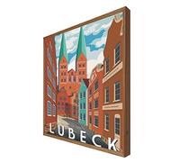 CCRETROILUMINADOS Tableau avec cadre en bois rétro-éclairé Lubeck : Série Voyageur