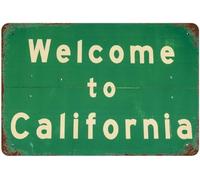 CCRUSHJ Plaque en métal rétro 15,2 x 20,3 cm en aluminium avec inscription « Welcome to California » - Décoration murale amusante pour bar, café, club, pub