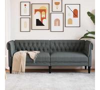 Ccslina Canapé Chesterfield gris foncé 201,5 x 74,5 x 74,5 cm en polyester avec rembourrage en mousse, canapé d'angle élégant pour salon, meuble de rangement, salon confortable, peu encombrant