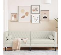 Ccslina Canapé d'angle Chesterfield 3 places en velours crème avec fonction de sommeil, salon avec espace de rangement, salon, peu encombrant, lit d'invité confortable, extensible