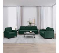 Ccslina Ensemble de 3 pièces de salon en velours vert foncé avec fonction couchage et espace de rangement, composé d'un canapé, d'un canapé d'angle et d'un fauteuil inclinable, confortable, peu