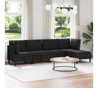 Ccslina Ensemble de salon 5 pièces en tissu noir avec espace de rangement et fonction couchage pour un salon confortable, design moderne, garniture de rembourrage durable, peu encombrant