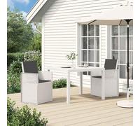 Ccslina Lot de 2 chaises de salle à manger de jardin, blanches, anthracite, résistantes aux intempéries, pour terrasse, balcon et jardin, empilables, ergonomiques, stables, faciles d'entretien, peu
