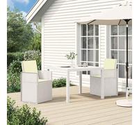 Ccslina Lot de 2 chaises de salle à manger de jardin, blanches, crème, résistantes aux intempéries, empilables et pliables, pour balcon, terrasse, jardin, extérieur, chaises à dossier haut, stables