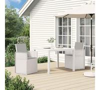 Ccslina Lot de 2 chaises de salle à manger de jardin, blanches, gris clair, pliables, résistantes aux intempéries, empilables, pour balcon, terrasse, salon extérieur, confortables et stables