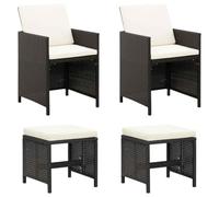 Ccslina Lot de 4 chaises et tabourets de jardin en rotin synthétique résistant aux intempéries pour balcon, terrasse et extérieur, empilables, stables, confortables, faciles d'entretien, ergonomiques