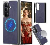 CCSmall Étui à trois volets pour Samsung Galaxy Z, compatible avec étui à rabat magnétique MagSafe, étui de téléphone rigide fin en cuir vintage avec chargement sans fil pour Samsung Z Trifold D49