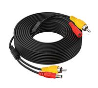 CCTV Vidéo cable rallonge rca jack câble + DC d'alimentation 2.1x5.5mm plug 2-in-1 pour recul voiture prise phono connecteur caméra moniteur 15M 50FT