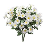 CCUCKY 2 Bouquets Fleurs de Marguerite Artificielle 24 Têtes Chacune, Simulation de Style Rural Fleurs en Plastique Colorfast pour Table Fenêtre Balcon Décor à la Maison (Blanc)