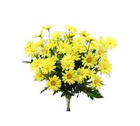 CCUCKY 2 Bouquets Marguerite Artificielle, 24 Têtes Chacune, Simulation de Style Rural Fleurs en Plastique Colorfast pour Table Fenêtre Balcon Décor à la Maison (Jaune)