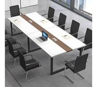 CCUKTFN Table de Réunion Grande, Table de Conférence Rectangulaire, pour 8 à 12 Personnes, avec Gestion de Câbles et Structure en Métal Noir, Mobilier pour Bureau et Salle de Conférence