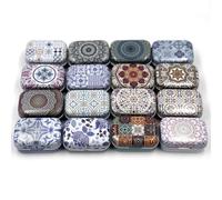CCUUHJ Lot de 8 petites boîtes rectangulaires à charnière en métal pour bonbons, bijoux, 6 x 4 x 2,5 cm (motif ethnique)