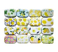 CCUUHJ Lot de 8 petites boîtes rectangulaires à charnière en métal - Vides, essentiels pour bonbons, bijoux - 6 x 4 x 2,5 cm (citron)