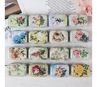 CCUUHJ Lot de 8 petites boîtes rectangulaires en métal vides à charnière - Motif floral vintage - Pour bonbons, bijoux - 6 x 4 x 2,5 cm (floral)