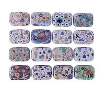 CCUUHJ Lot de 8 petites boîtes rectangulaires en métal vides à charnière Motif marguerites 6 x 4 x 2,5 cm
