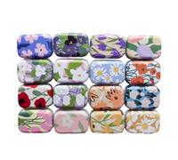 CCUUHJ Lot de 8 petites boîtes rectangulaires en métal vides à charnière pour bonbons, bijoux - 6 x 4 x 2,5 cm (motif floral 02)