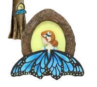 ccuzs Butterfly Fairy Tree - Decor Resin Garden Statue | Outdoor Lawn Ornament Night Light Yard Decoration Weather Resistant for Patio, Fence, Garden, Landscape Accent, 13.7x14.4x2.5cm