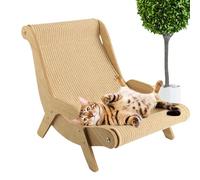 ccuzs Cat Chair, Elegant Rocking Lounge, Sturdy Sisal Scratcher Furniture, Multi-Functional Pet Bed, Relaxing Cat Rocker, Perfect for Balcony, Bedroom, Indoor Garden Space, 51.5x37x31.5cm Wood