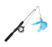 ccuzs Cat Fishing Pole Toy, Retractable Cat Teaser Wand, Indoor Cat Training Game, 2 sections Long Cats Teaser 40 cm to 72 cm for Kitten, Indoor, Bored Cats, Cats Accessories, Present