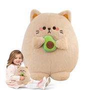 ccuzs Cat Plush Pillow, Avocat Hugging Toy, Soft Stuffed Animal, Cute Cartoon Design, for Kids, Adults, Bedroom Decor Cat Lovers and Plush Enthusiasts, 35 cm Brown