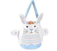 ccuzs Easter Bunny Basket, Reusable Bunny Tote, Handles, Spring Rabbit Egg Hunt, Parties and Necessaries, Candy Container, for Boys, Girls, Kids, 10 x 8,6 Pouces, Pink, Blue, Bleu,
