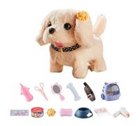 ccuzs Electronic Walking Puppy Toy, Interactive Plush Dog with Feeding Kit, Simulation Childrens Pet Toy, Educational Walking Stuffed Puppy with Pet Backpack 9.45x9.45x6.1 inches for Kids Age 3 to 8