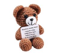 ccuzs Emotional Support Design Crochet Bear, Positive Bear Crochet Doll, Knitted Animal Bear, Soft Crochet Bears Figure 12x7cm for Kids, Present, Bed Room, Living Room, Brown Color