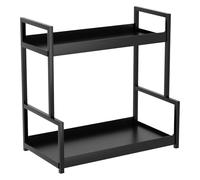 ccuzs Étagère de présentation - Porte-revues double couche | Organiseur de bureau de 22 x 40 cm, construction en métal durable, finition noire, pour la maison, le bureau, le dortoir