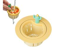 ccuzs Filtre de vidange d'évier utilitaire - Filtre d'évier de cuisine mignon cactus | Filtre automatique de vidage des restes de déchets, panier de vidange anti-encrassement anti-encrassement pour