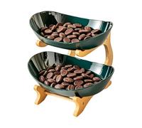 ccuzs Fruit Basket - Oval Fruit Bowl Organizer Stand | 2 Tier Ceramic Elegant Kitchen Counter Storage for Fruits, Salad Candy, Home, Office, Living Room, Wedding, Birthday or Display Tray