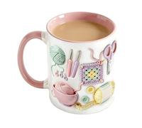 ccuzs Funny Coffee Mug - Crochet Theme Ceramic Cup | 330ml Aesthetic Drinkware Smooth Glaze Heat Resistant Comfortable Grip Cute for Women, Yarn, Lovers, Home, Office or Juice