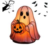 ccuzs Halloween Ghost Lamp, Resin Desk Light, Cute Book Decor, Soft Ambient Glow, Handcrafted Novelty Design, Perfect for Tabletop Shelf Window Holiday Display, 5x5x13cm 360g Resin