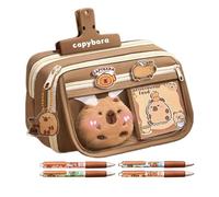 ccuzs Large Capacity Pencil Case, Multi-Layer Pencil Holder, Capybara Print Pouch, Pen Holders Teen Girls, Cute Capybara Print Multi-Layer Pencil Case With 9 Compartments For School or Work, Maillard