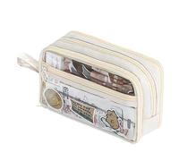 ccuzs Large-Capacity Portables Pencil Case, Aesthetic Zipper Pen Pouch, Organiseur de rangement pour stylets, stylos, cartes, et petits articles, idéal pour l'école, le bureau, ou le voyage, Crème