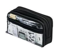 ccuzs Large-Capacity Portables Pencil Case, Aesthetic Zipper Pen Pouch, Organiseur de rangement pour stylets, stylos, cartes, et petits articles, idéal pour l'école, le bureau, ou le voyage, Noir ,