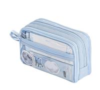 ccuzs Large-Capacity Portables Pencil Case, Aesthetic Zipper Pen Pouch, Organiseur de rangement pour stylets, stylos, cartes, et petits articles, idéal pour l'école, le bureau, ou le voyage, bleu,