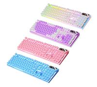 ccuzs Light Up Computer Keyboard, Retro Punk Typewriter Keyboard, Mechanical Round Keycaps, 104 Keys, RGB Backlit, Gamers & Office Use, Stylish Desktop Accessory, 17.1 X 5.1 X 1in