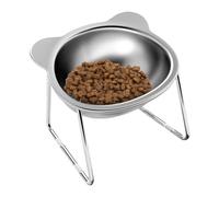 ccuzs Tilted Cat Feeding Bowl, High Stainless Steel Dish, Non Slip Base, 15 Degree Slanted Design, Suitable for Medium to Large Cats and Kittens, 5,7 x 4,9 x 4,3 pouces